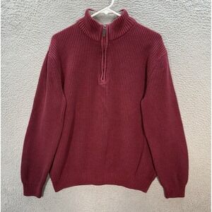 Izod Sweater Adult 2XL XXL Red Heather Knit 1/4 Zip Pullover Sweatshirt Mens‎